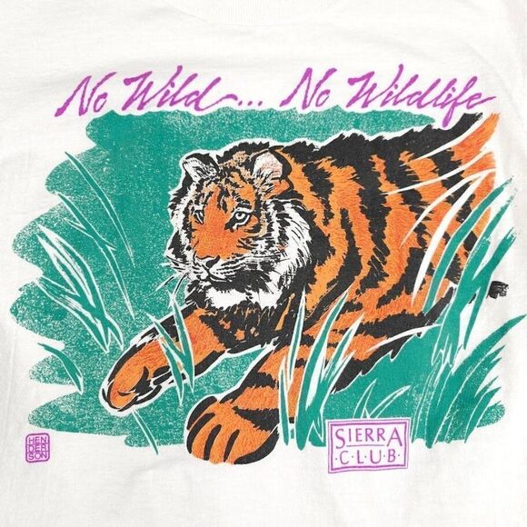 Vintage Tiger Cycling T Shirt Mens Size Small 80s Sierra Club Cyclist Biking - Picture 2 of 6